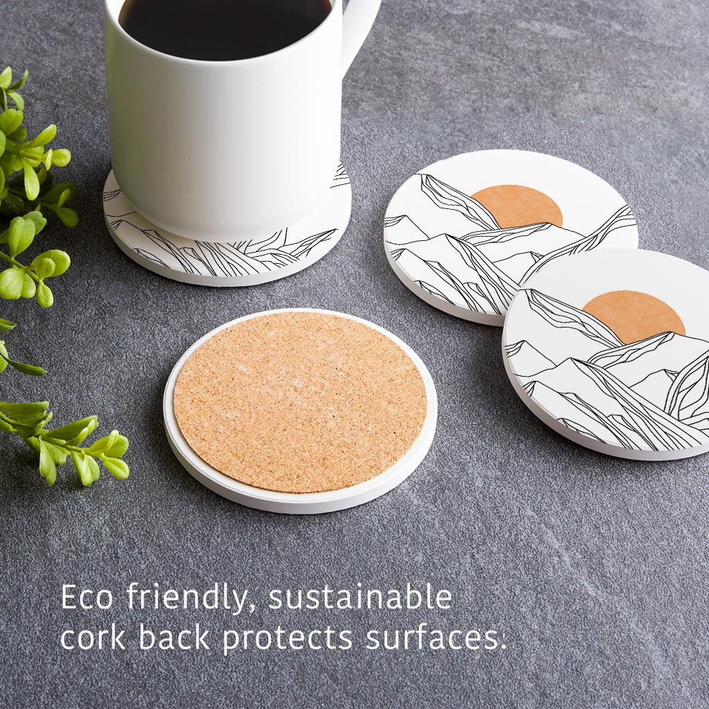 White Mountain Sun Lines| Absorbent Coasters | Set of 4 | Min 2