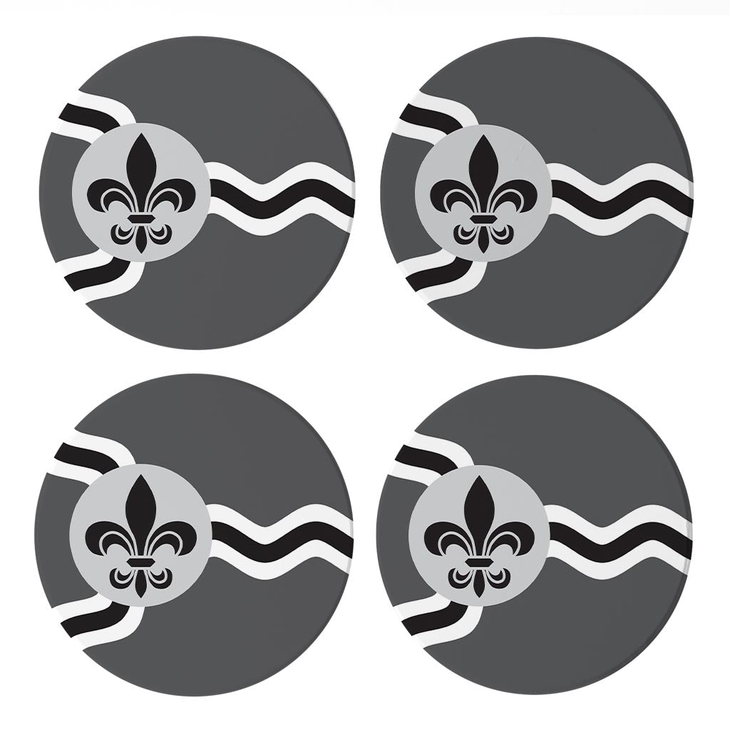 Minimalist B&W Missouri St Louis Flag | Absorbent Coasters | Set of 4 | Min 2