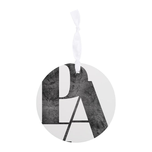 Minimalistic B&W Pennsylvania White Initials| Wood Ornament | Eaches | Min 6