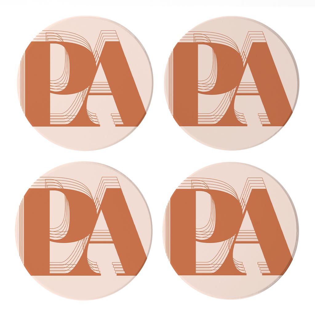 Modern Minimalist Pennsylvania Pa Initials Dark | Absorbent Coasters | Set of 4 | Min 2