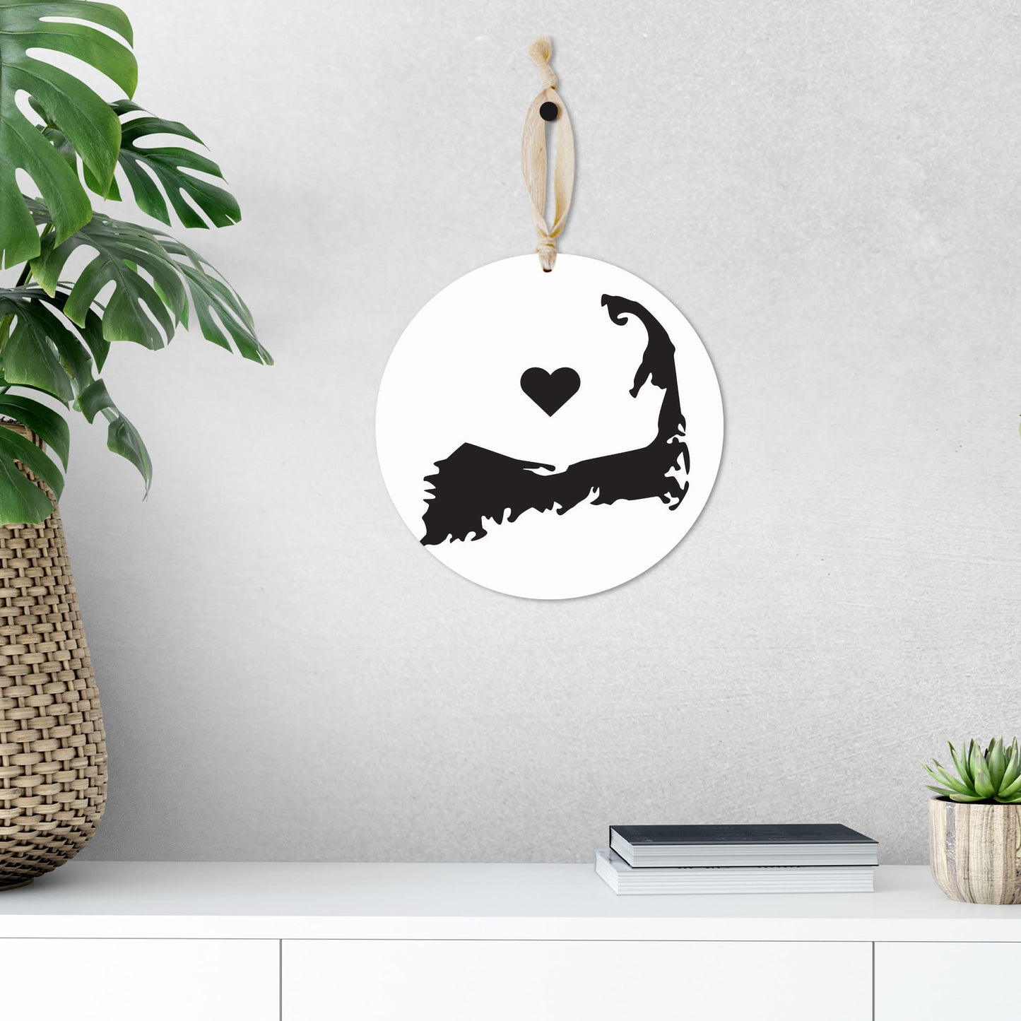 Minimalistic B&W Cape Cod With Heart | Wood Ornament | Eaches | Min 1