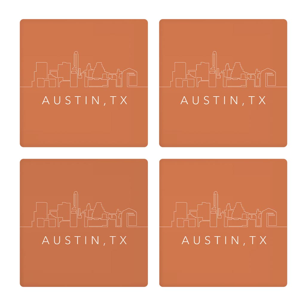 Modern Minimalist Texas Austin Skyline | Absorbent Coasters | Set of 4 | Min 2