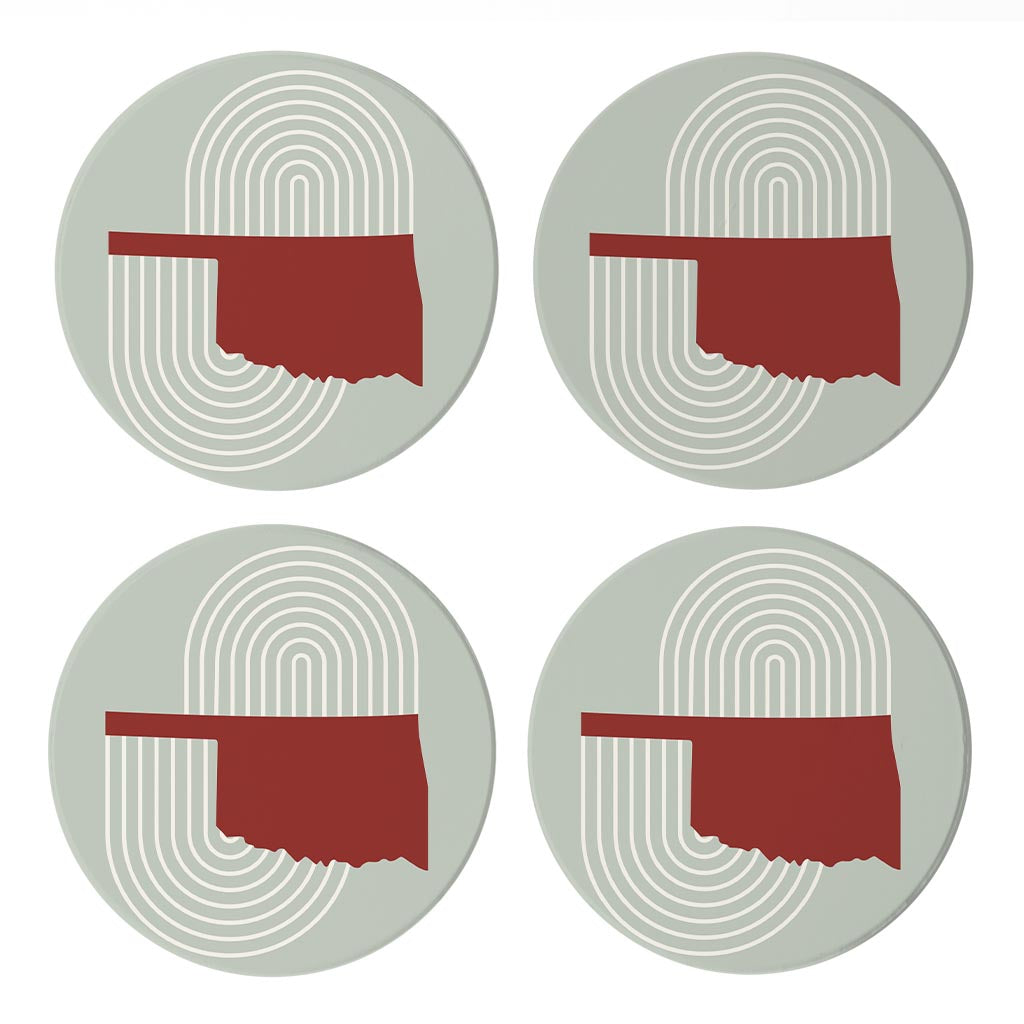 Modern Minimalist Oklahoma Retro State Shape | Absorbent Coasters | Set of 4 | Min 2