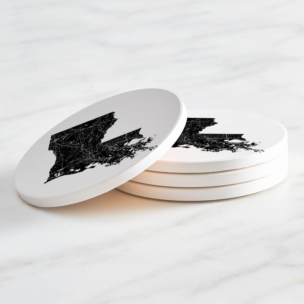 Modern Louisiana State Shape With Map | Absorbent Coasters | Set of 4 | Min 2