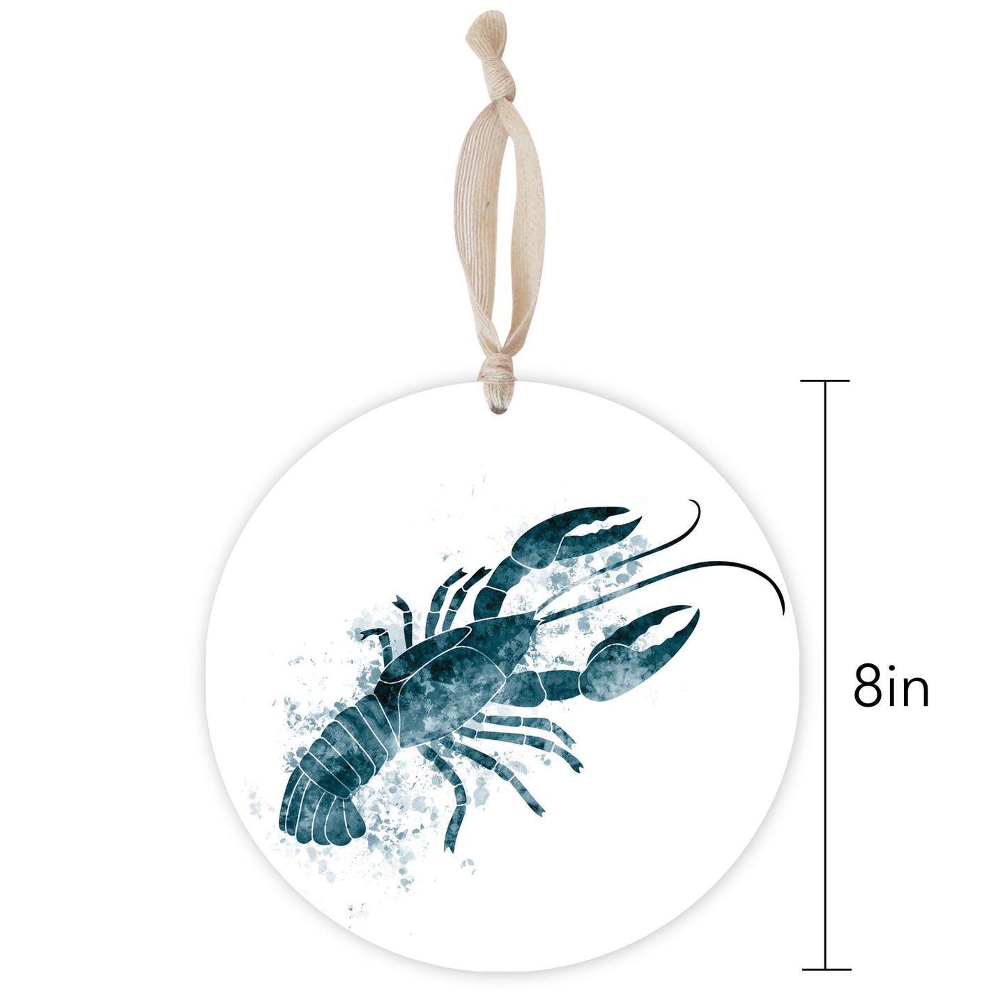 Blue White Water Color Crawfish | Wood Ornament | Eaches | Min 1