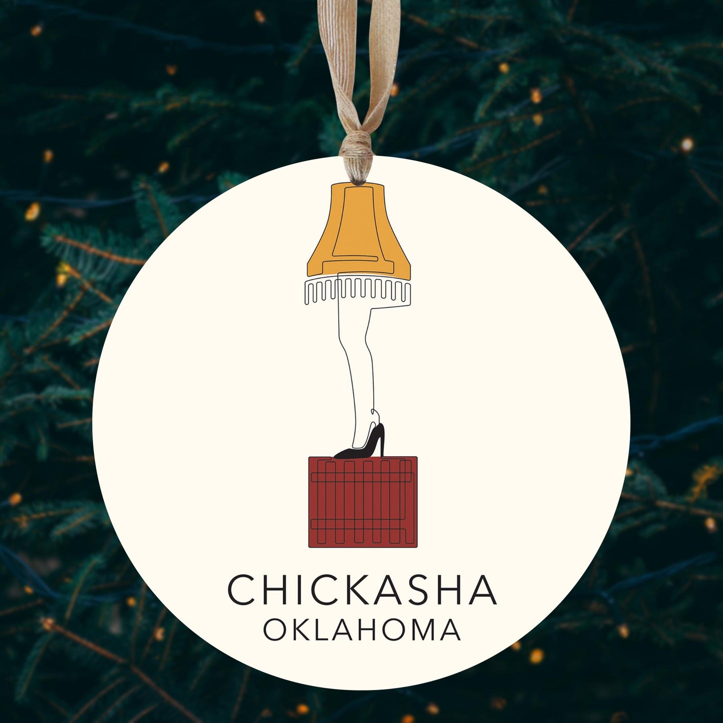 Modern Minimalist Oklahoma Colorful Chickasha Leg Lamp | Wood Ornament | Eaches | Min 1