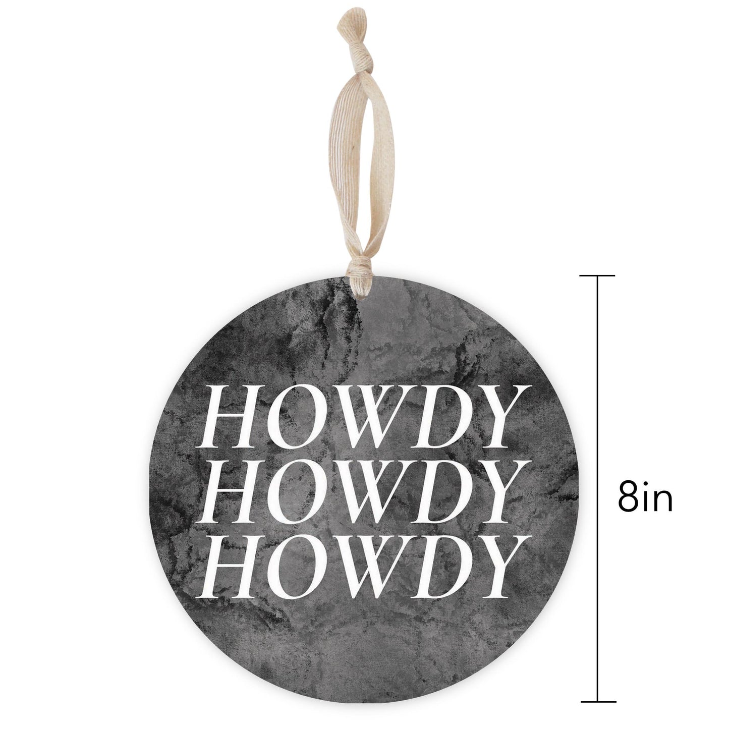 Minimalistic B&W Texas Textured Howdy | Wood Ornament | Eaches | Min 1