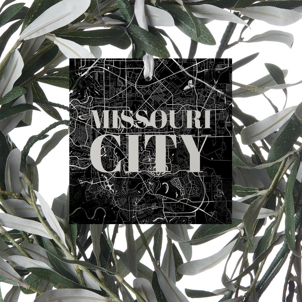 Minimalistic B&W Texas Missouri City Map | Wood Ornament | Eaches | Min 6