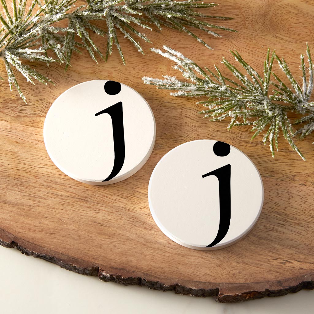 Minimalist Monogram J Circle| Absorbent Car Coasters | Set of 2 | Min 4