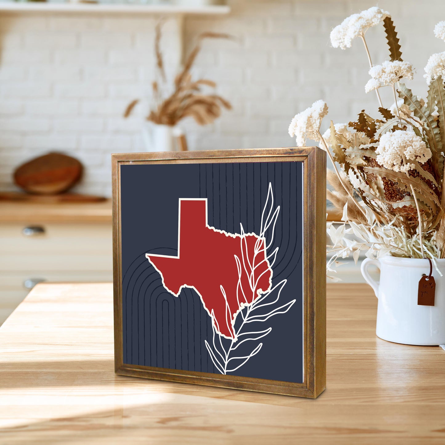 Modern Minimalist Texas Colors Shape Leaf | Wood Sign | Eaches | Min 1