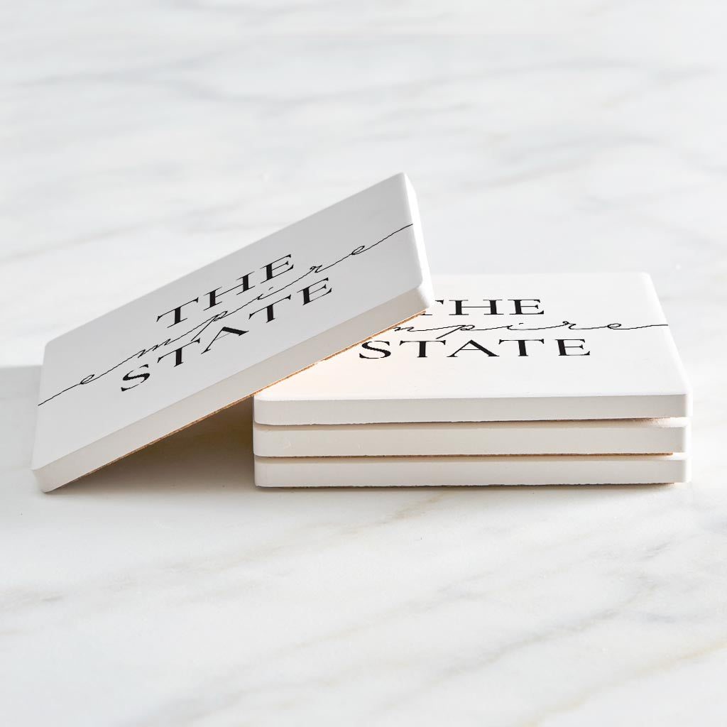 Minimalistic B&W New York Quip The Empire State | Absorbent Coasters | Set of 4 | Min 2