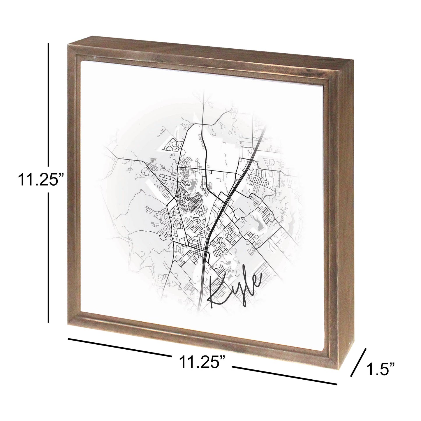 Minimalistic B&W Texas Kyle Circle Map | Wood Sign | Eaches | Min 1