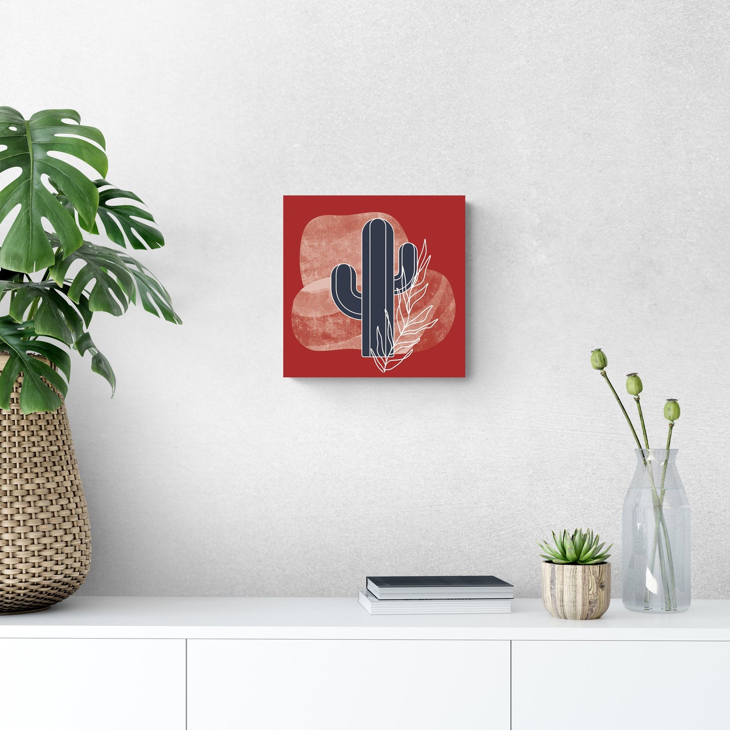 Modern Minimalist Texas Colors Cactus | Wood Sign | Eaches | Min 2