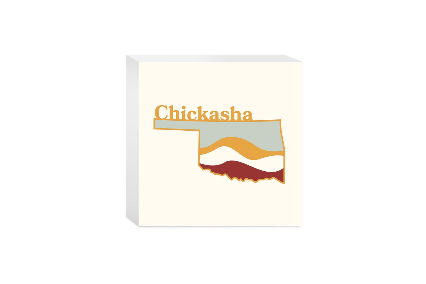 Modern Minimalist Oklahoma State Chickasha | Wood Block | Eaches | Min 4