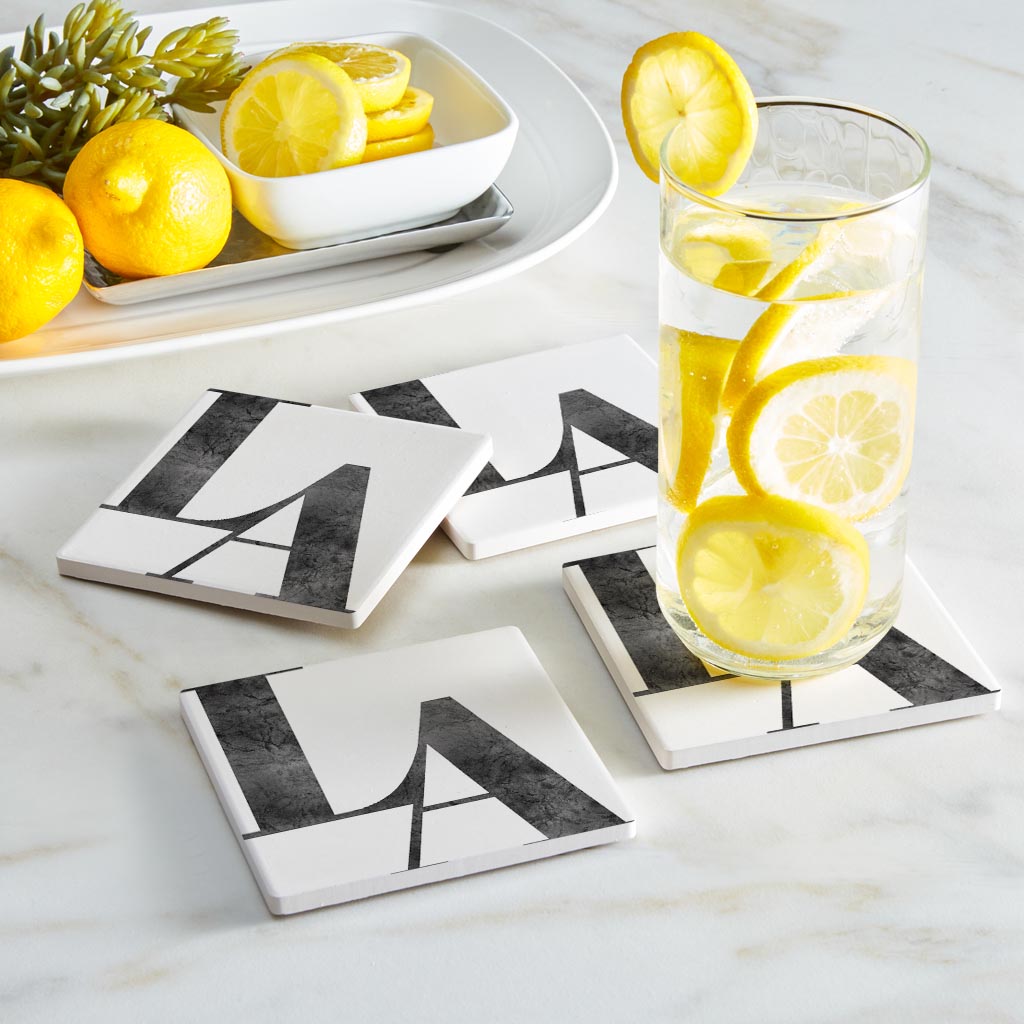 Modern White Louisiana Initials | Absorbent Coasters | Set of 4 | Min 2