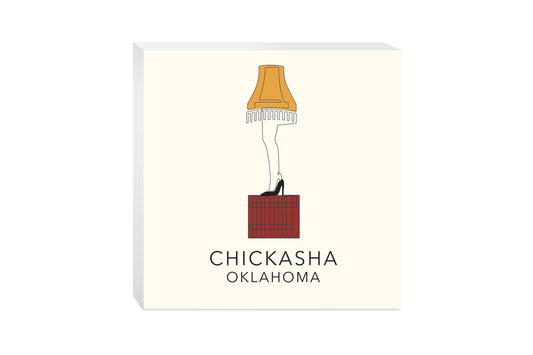 Modern Minimalist Oklahoma Colorful Chickasha Leg Lamp | Wood Block | Eaches | Min 2