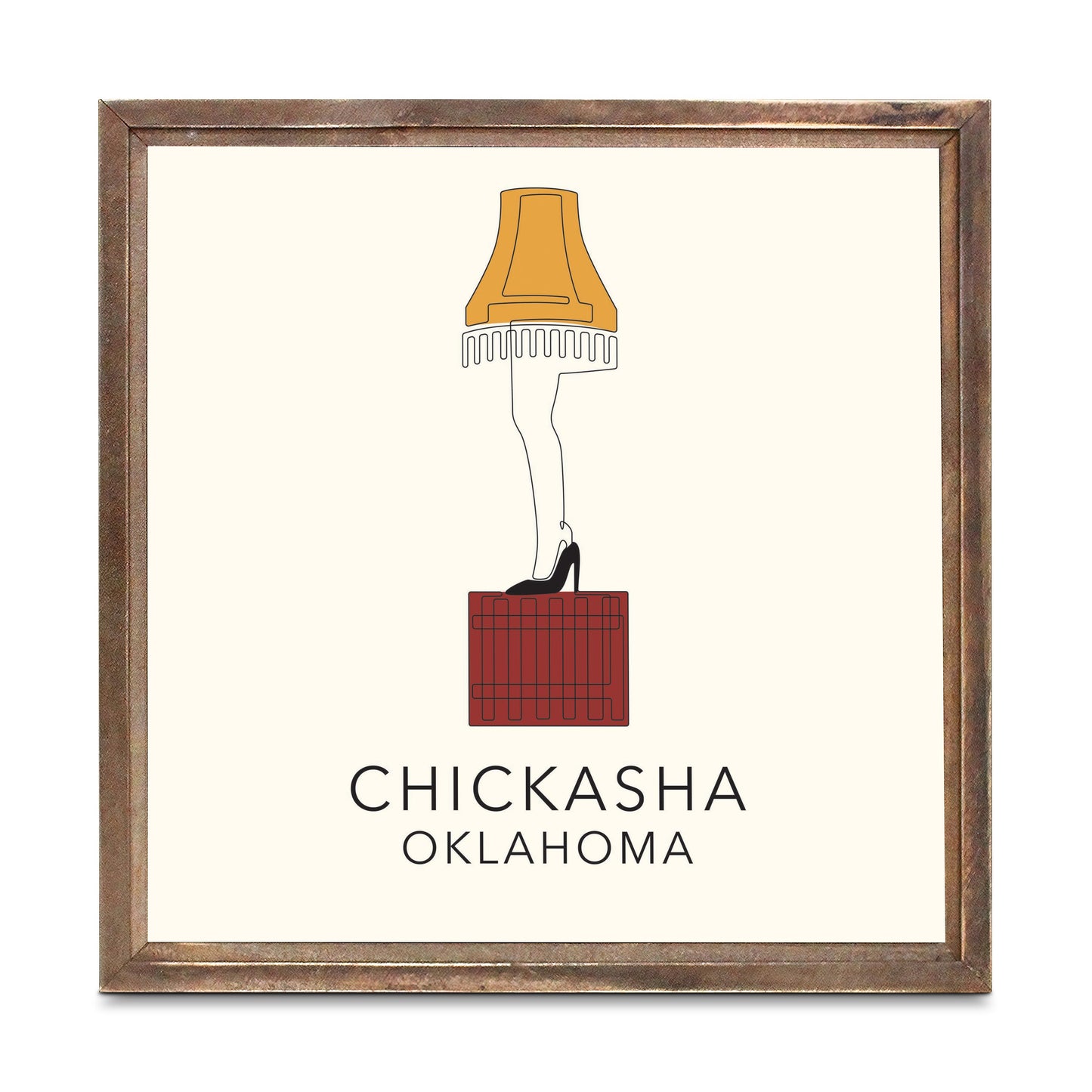 Modern Minimalist Oklahoma Colorful Chickasha Leg Lamp | Wood Sign | Eaches | Min 1