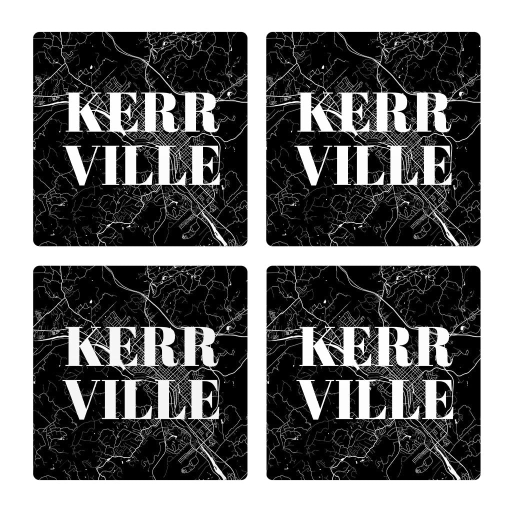 Minimalistic B&W Texas Kerrville Map| Absorbent Coasters | Set of 4 | Min 2