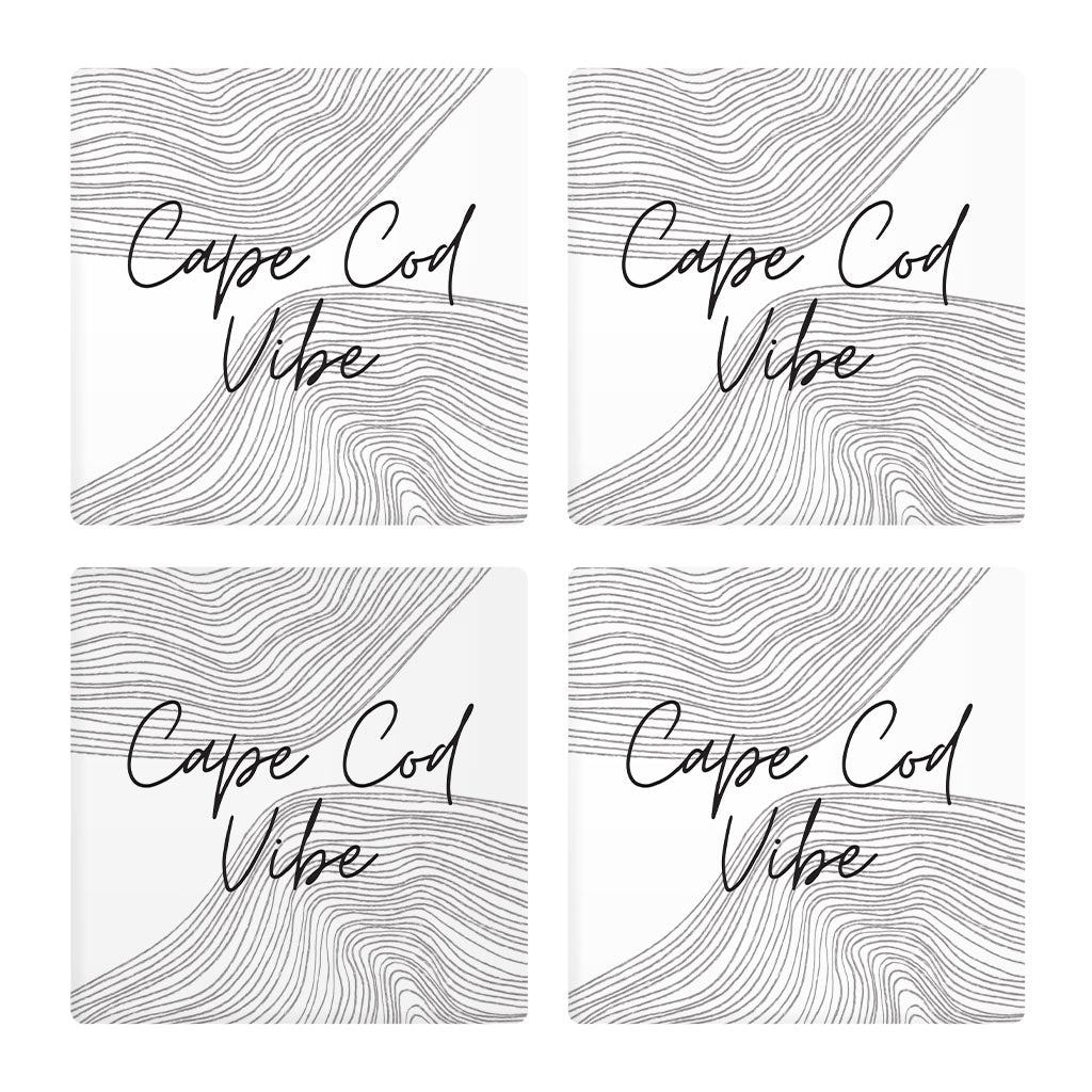 Minimalistic B&W Cape Cod Vibe | Absorbent Coasters | Set of 4 | Min 2