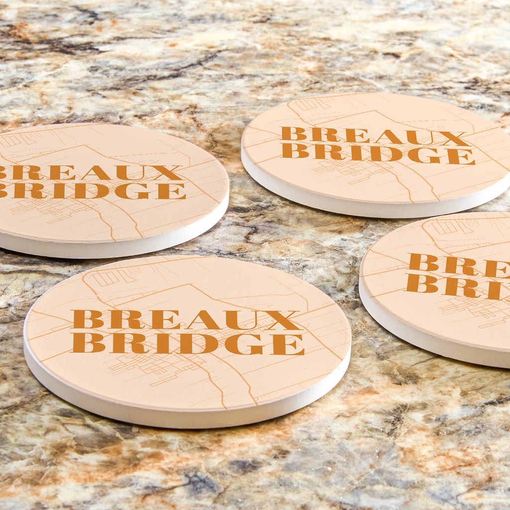 Modern Minimalist Louisiana Breaux Bridge Map | Absorbent Coasters | Set of 4 | Min 2