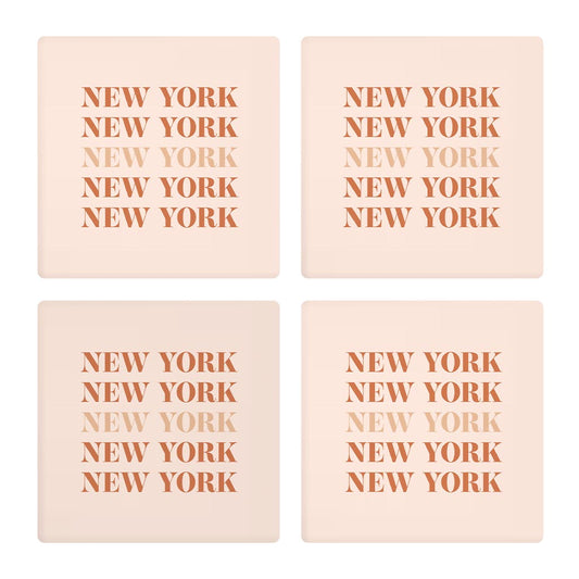 Modern Minimalist New York Repeated Light | Absorbent Coasters | Set of 4 | Min 2