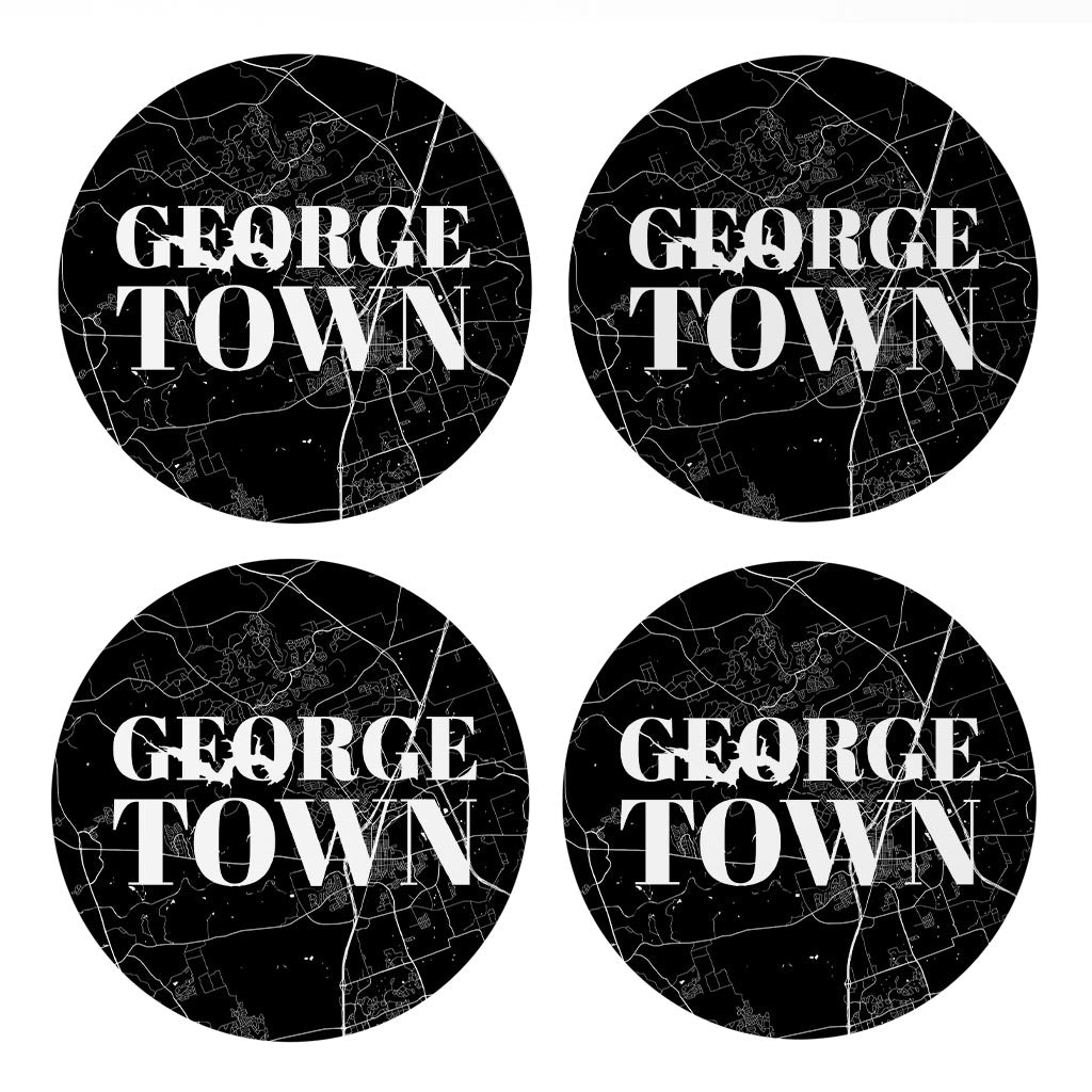 Minimalistic B&W Texas Georgetown Map | Absorbent Coasters | Set of 4 | Min 2