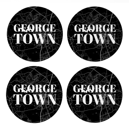 Minimalistic B&W Texas Georgetown Map | Absorbent Coasters | Set of 4 | Min 2