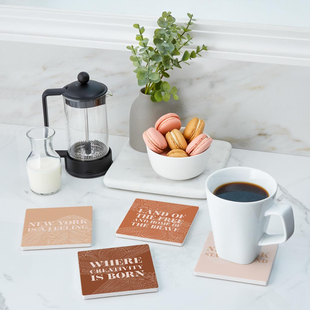 Modern Minimalist New York Quips | Absorbent Coasters | Set of 4 | Min 2