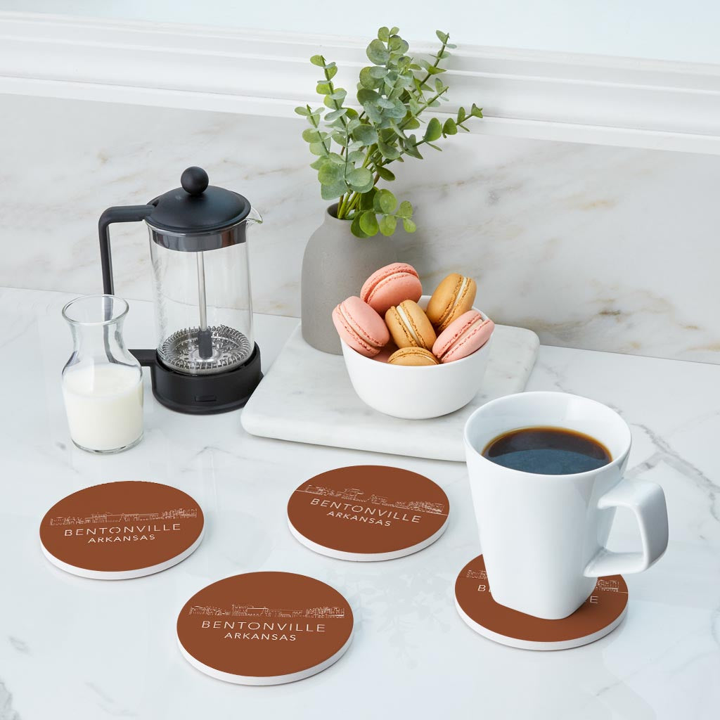 Modern Minimalist Arkansas Bentonville Skyline State | Absorbent Coasters | Set of 4 | Min 2