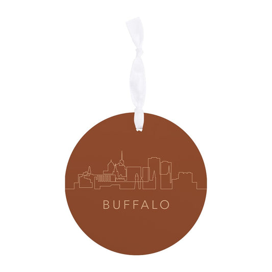 Modern Minimalist New York Buffalo Skyline| Wood Ornament | Eaches | Min 6