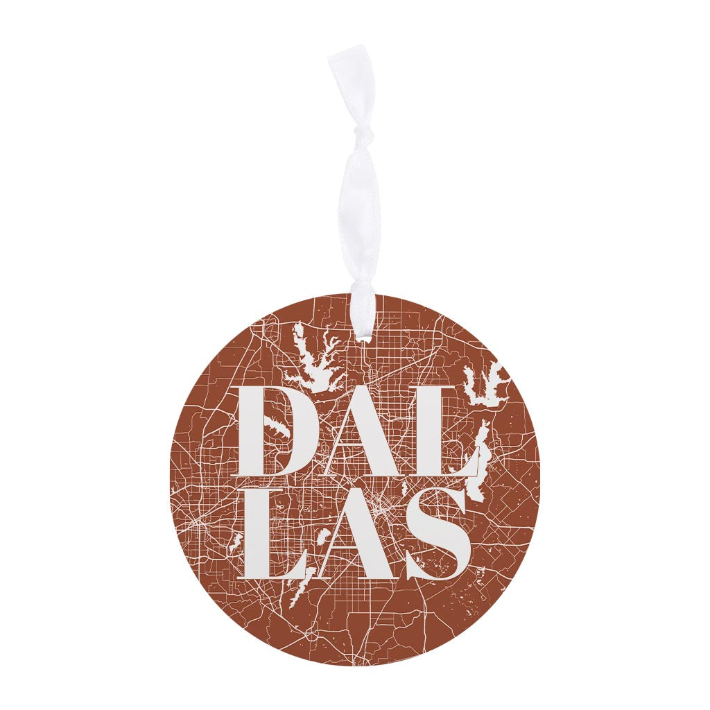 Modern Minimalist Dallas Texas Map | Wood Ornament | Eaches | Min 6