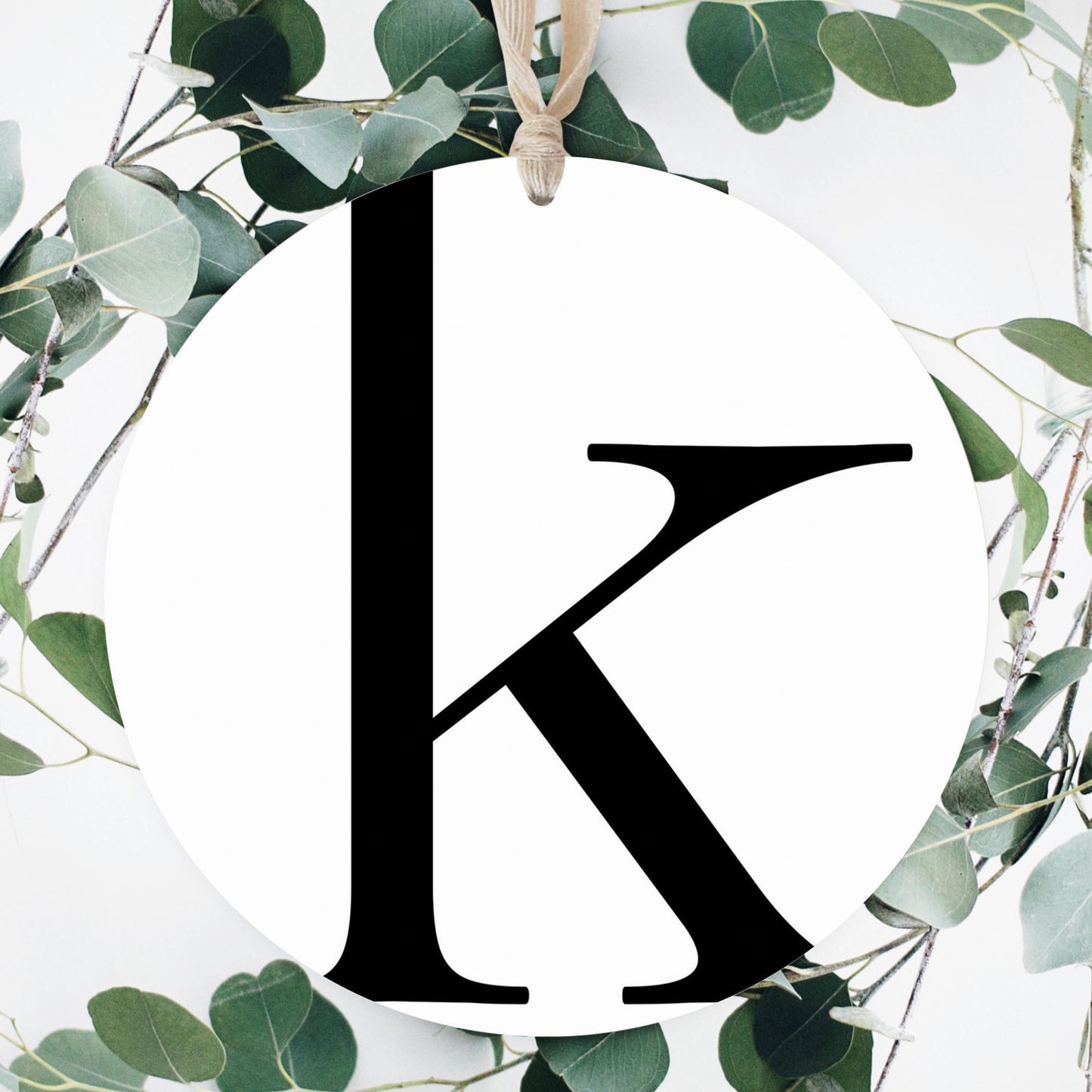 Minimalist Monogram K | Wood Ornament | Eaches | Min 1