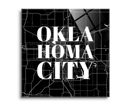 Modern Oklahoma City Map | Hi-Def Glass Art | Eaches | Min 2