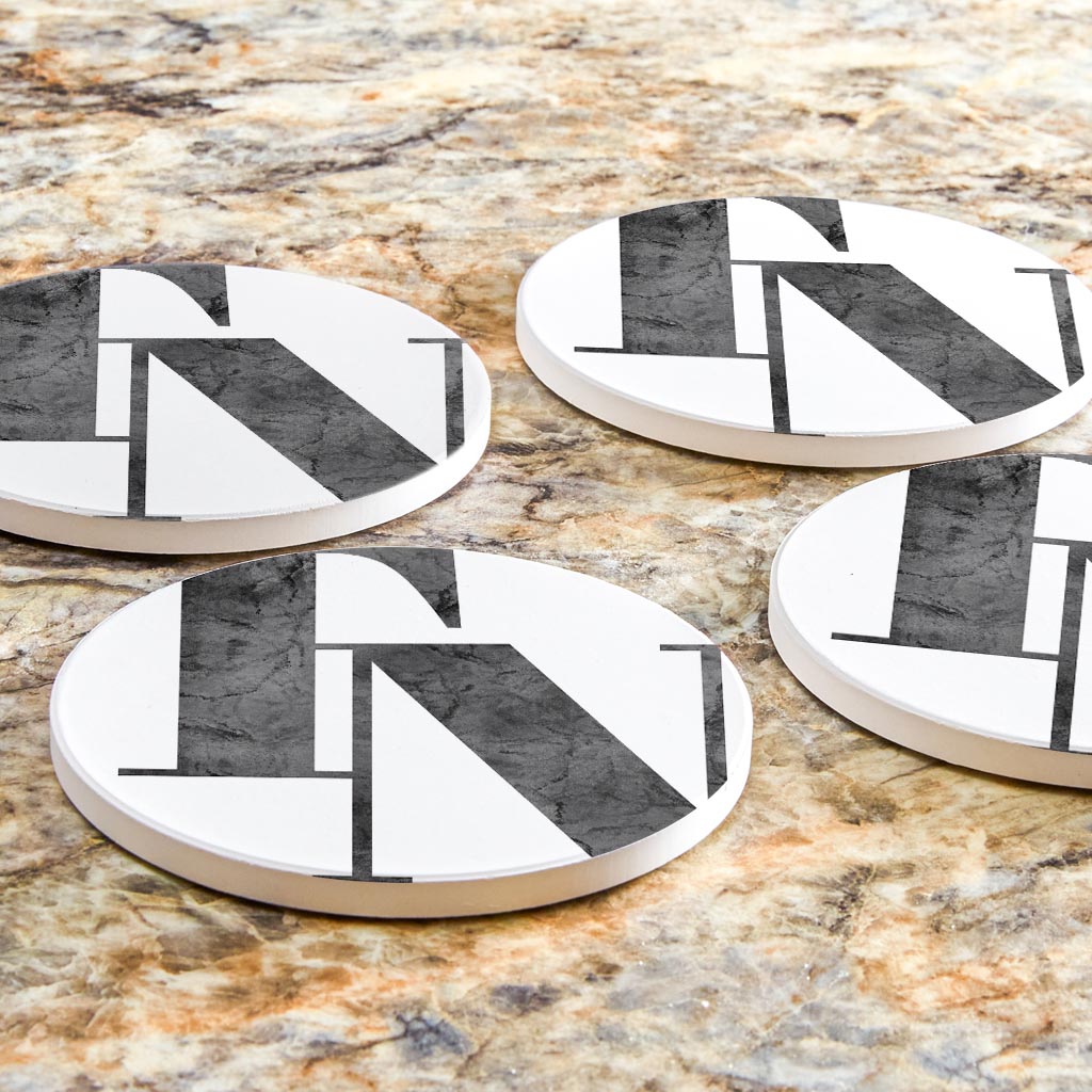 Minimalist B&W Tennessee White Initials | Absorbent Coasters | Set of 4 | Min 2