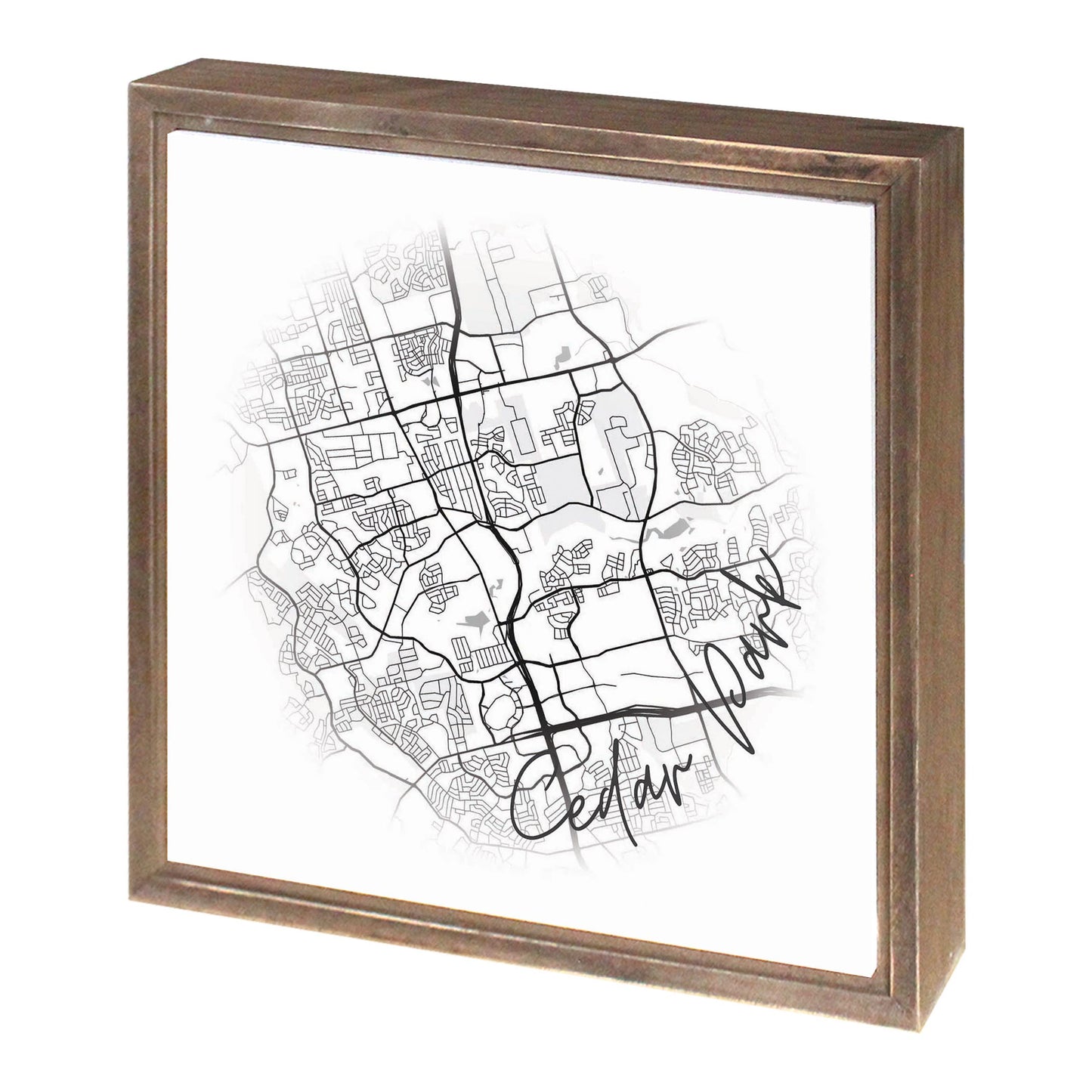 Minimalistic B&W Texas Cedar Park Circle Map | Wood Sign | Eaches | Min 1