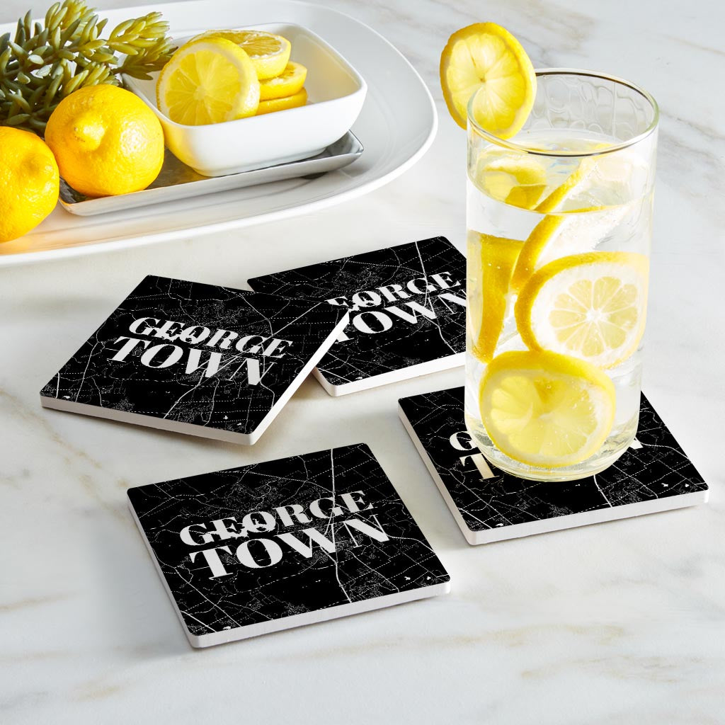 Minimalistic B&W Texas Georgetown Map| Absorbent Coasters | Set of 4 | Min 2