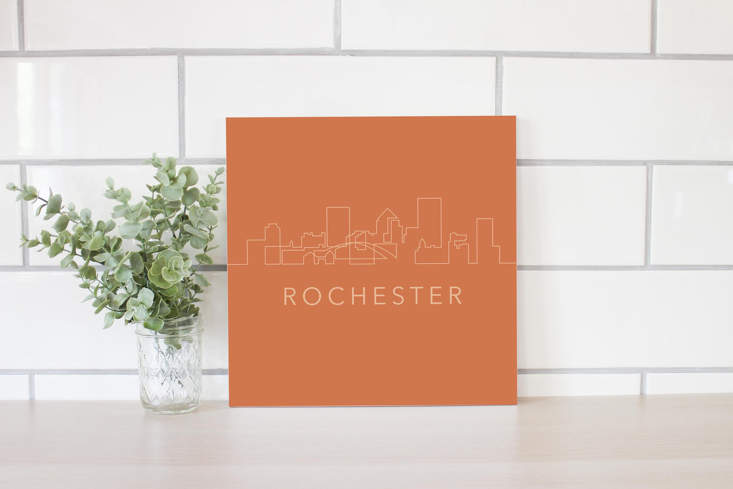 Modern Minimalistic New York Rochester Skyline | Wood Sign | Eaches | Min 2