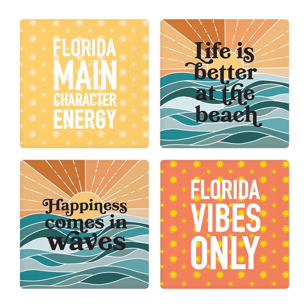 Florida Sayings Artsy | Absorbent Coasters | Set of 4 | Min 2