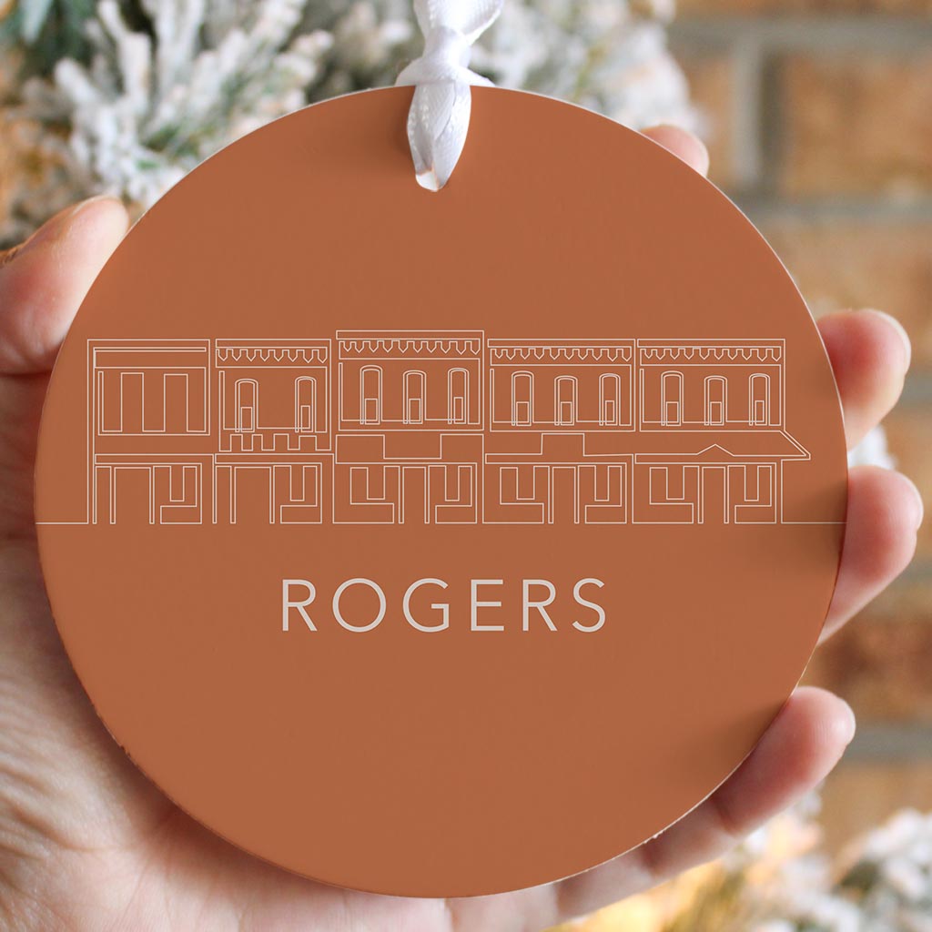 Modern Minimalist Arkansas Rogers Skyline | Wood Ornament | Eaches | Min 6