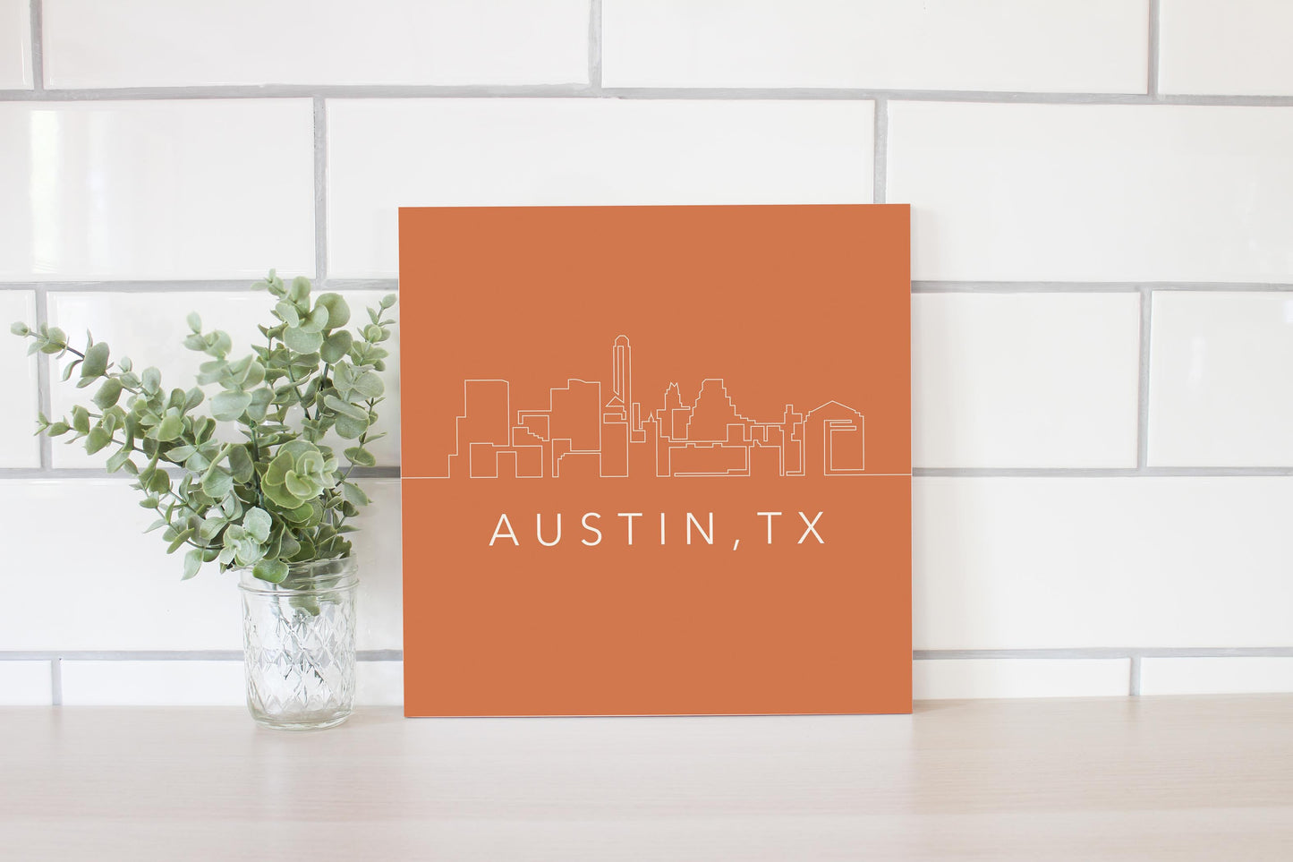 Modern Minimalist Texas Austin Skyline | Wood Sign | Eaches | Min 2