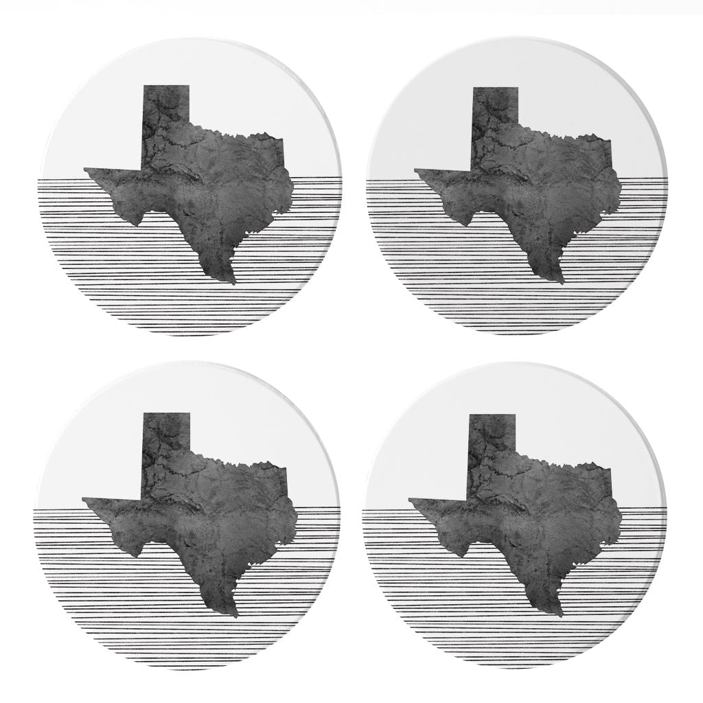 Modern Texas State Shape With Straight Lines | Absorbent Coasters | Set of 4 | Min 2