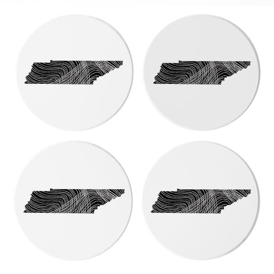 Minimalist B&W Tennessee State Shape | Absorbent Coasters | Set of 4 | Min 2