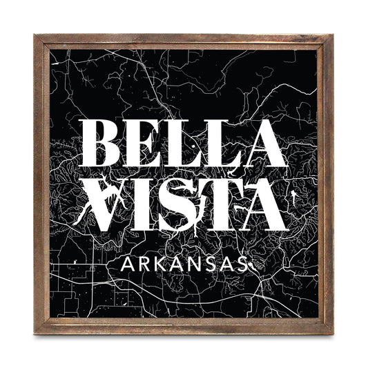 Minimalist B&W Arkansas Bella Vista Map State | Wood Sign | Eaches | Min 1