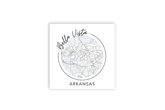 Minimalist B&W Arkansas Bella Vista Circle Map State | Wood Sign | Eaches | Min 2