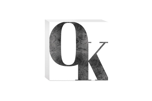 Modern White Oklahoma Initials | Wood Block | Eaches | Min 4