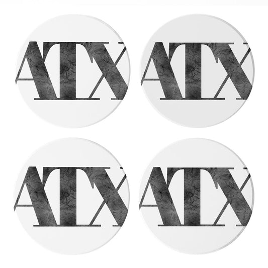 Minimalistic B&W Texas Austin White Initials | Absorbent Coasters | Set of 4 | Min 2