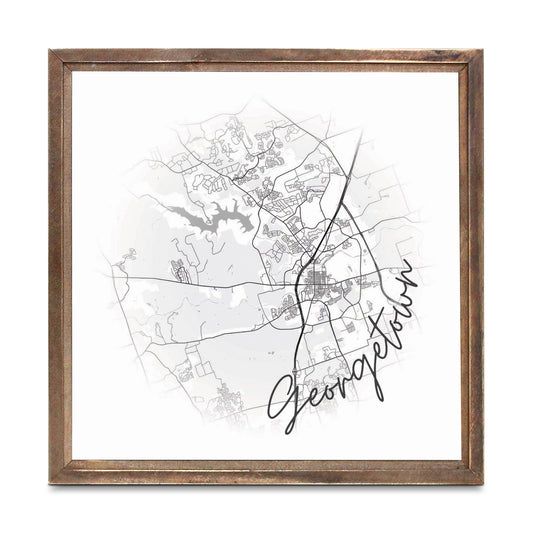 Minimalistic B&W Texas Georgetown Circle Map | Wood Sign | Eaches | Min 1