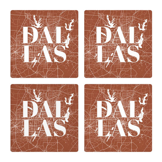 Modern Minimalist Dallas Texas Map| Absorbent Coasters | Set of 4 | Min 2