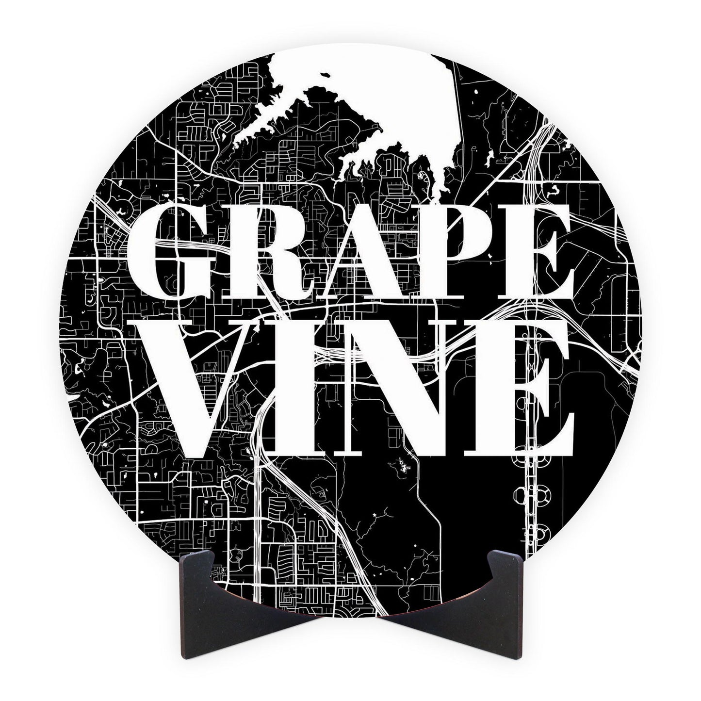 Minimalistic B&W Texas Grapevine Map | Wood Sign | Eaches | Min 1