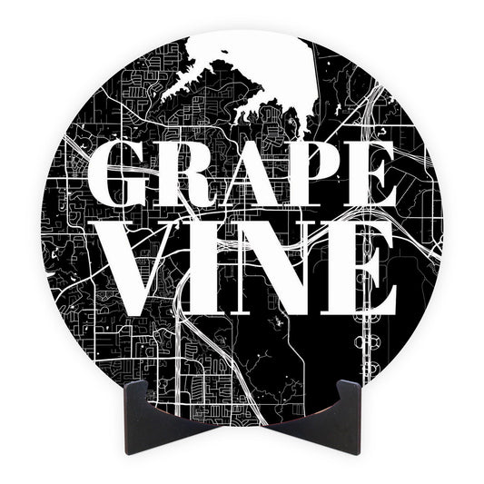 Minimalistic B&W Texas Grapevine Map | Wood Sign | Eaches | Min 1